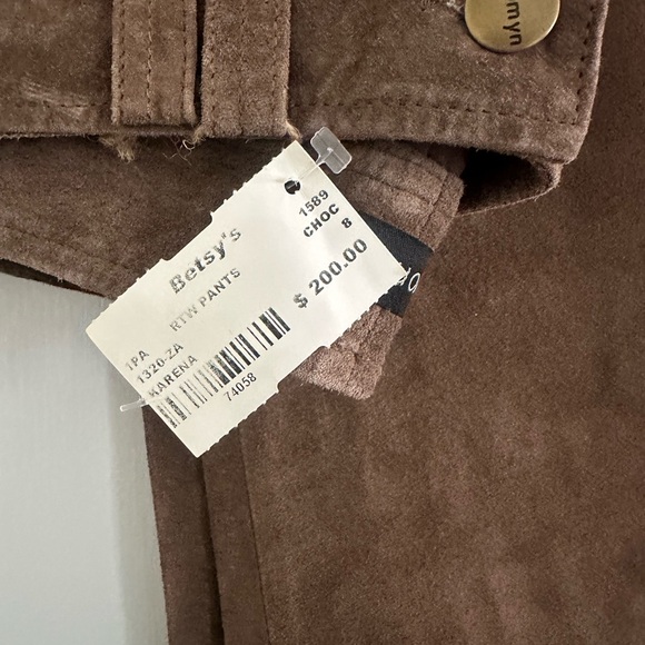 NWT 100% Leather Suede Exterior Brown Wide Leg Pants - Picture 2 of 11